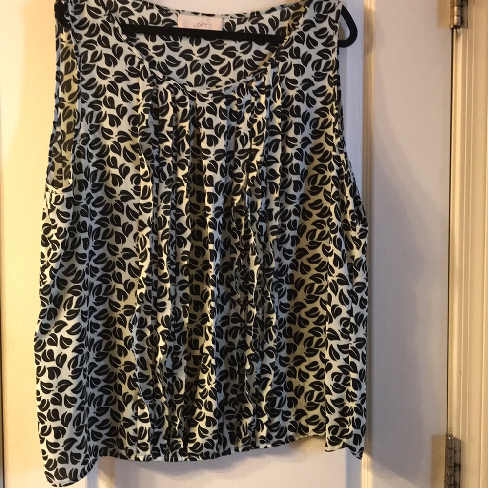 Loft - Mint Green Leaf Pattern Blouse - image 1